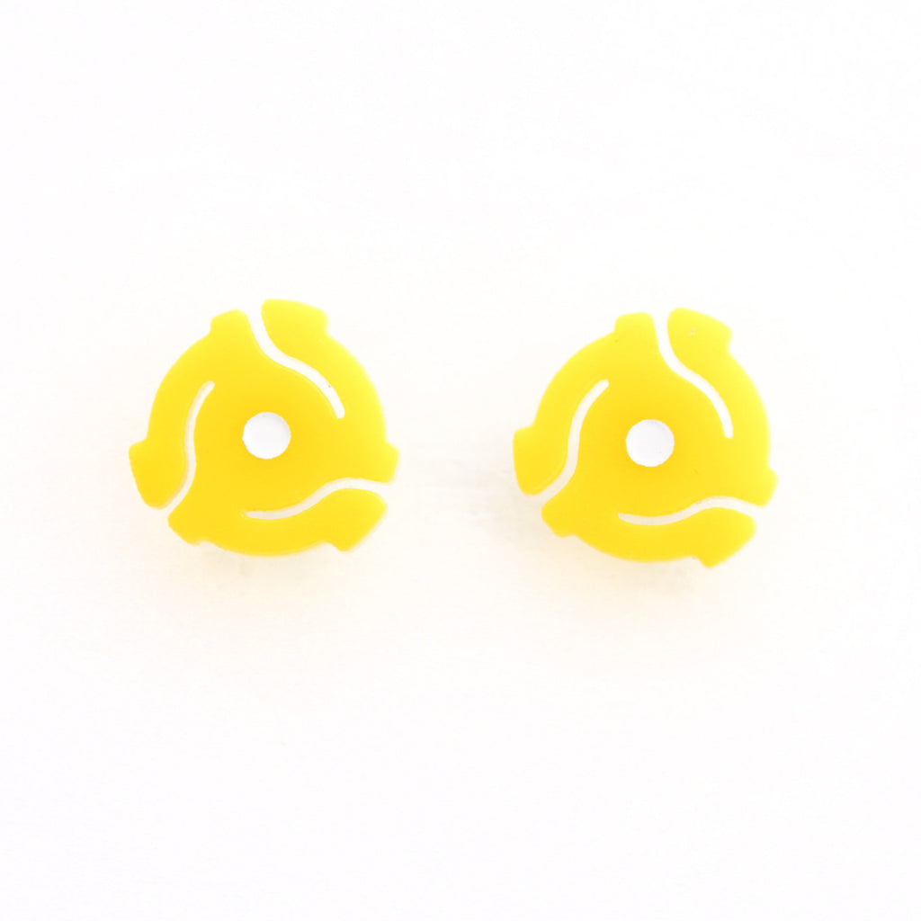 Handmade Yellow<br> 45 Spacer <br>Stud Earrings