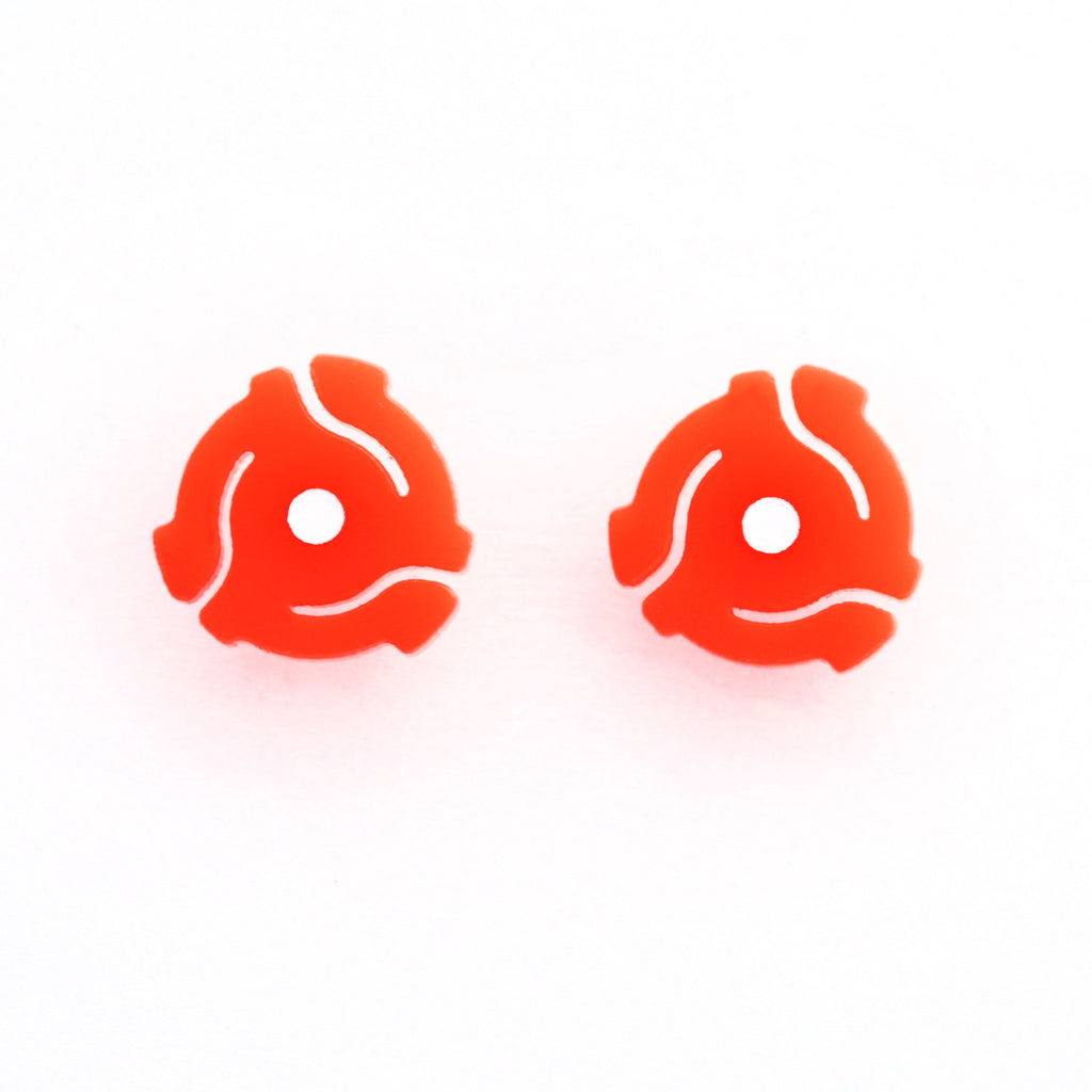 Handmade Red <br>45 Spacer <br>Stud Earrings