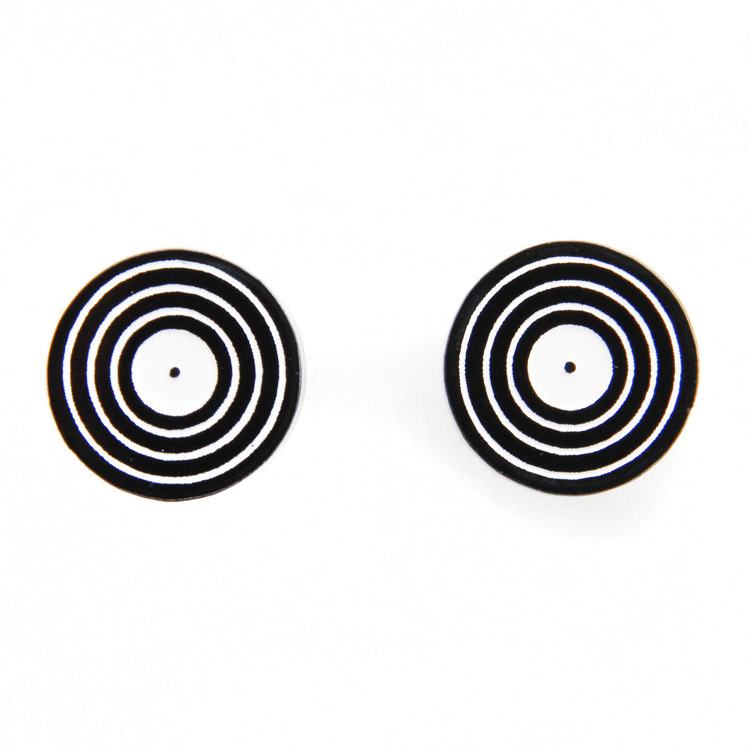 Handmade Black <br>Vinyl LP Record <br>Stud Earrings