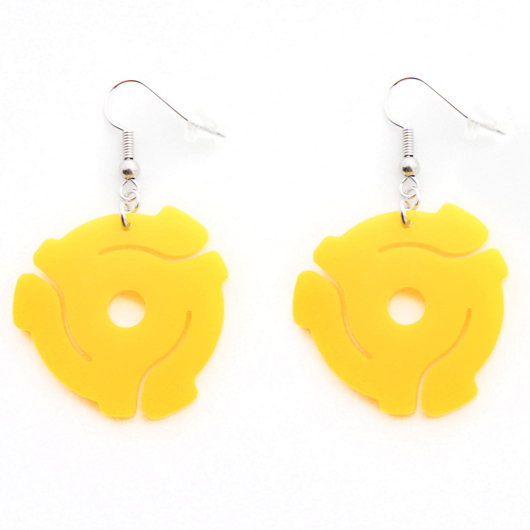 Handmade Yellow<br> 45 Spacer<br> Hook Earrings