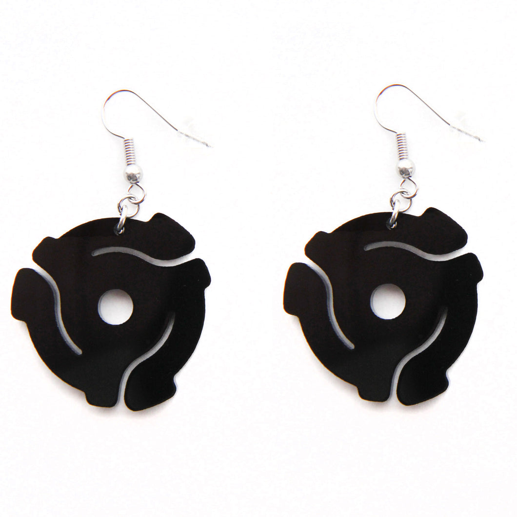 Handmade Black <br>45 Spacer<br> Hook Earrings