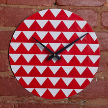 Custom Made 12" Red Triangle Printed Clock Using Original LP Record