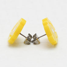 Handmade Yellow<br> 45 Spacer <br>Stud Earrings