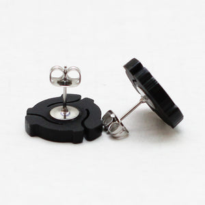 Handmade Black <br>45 Spacer <br>Stud Earrings