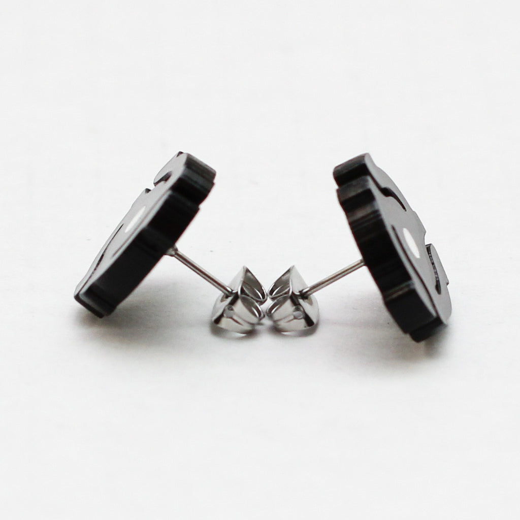 Handmade Black <br>45 Spacer <br>Stud Earrings