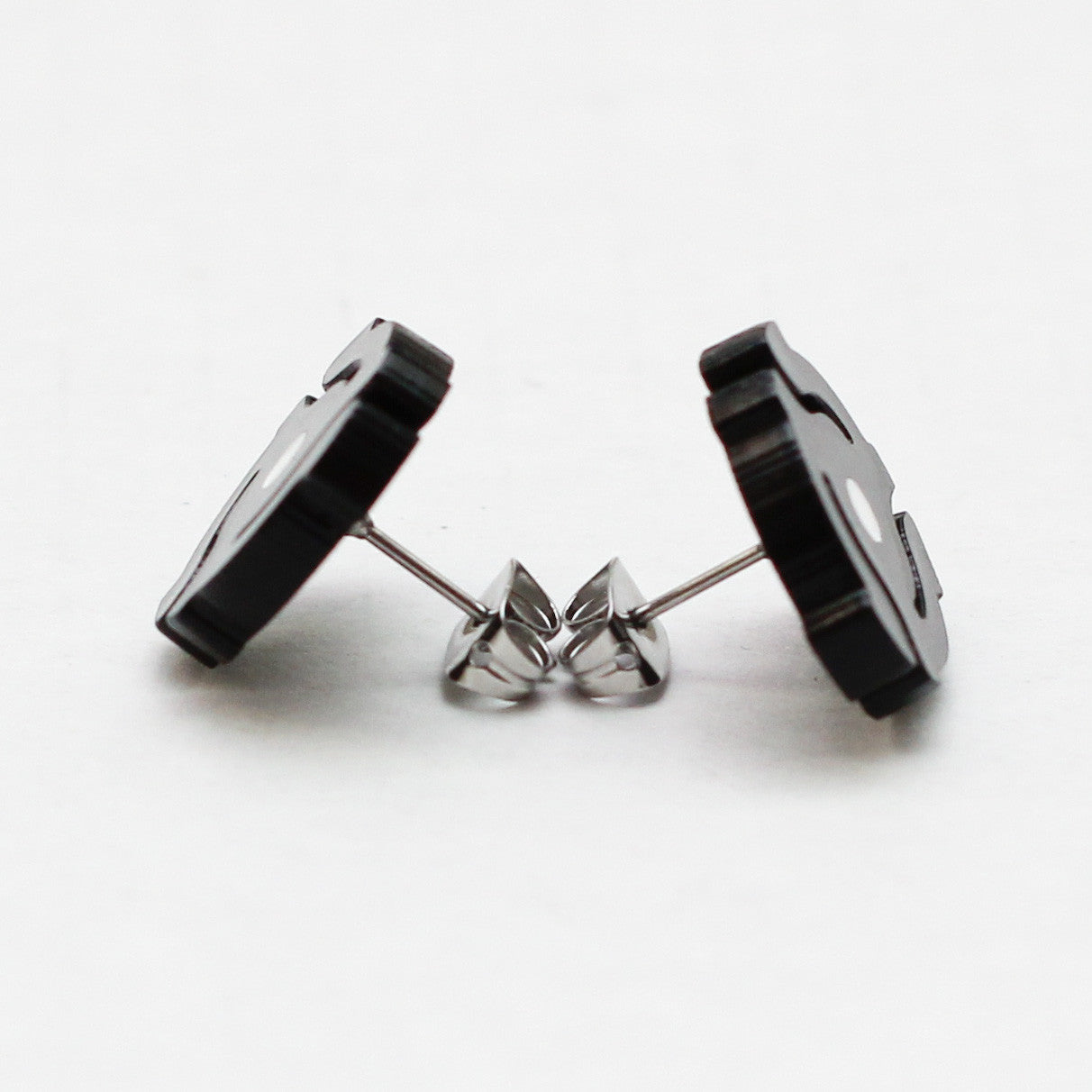Handmade Black <br>45 Spacer <br>Stud Earrings