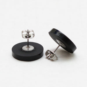 Handmade Black <br>Vinyl LP Record <br>Stud Earrings