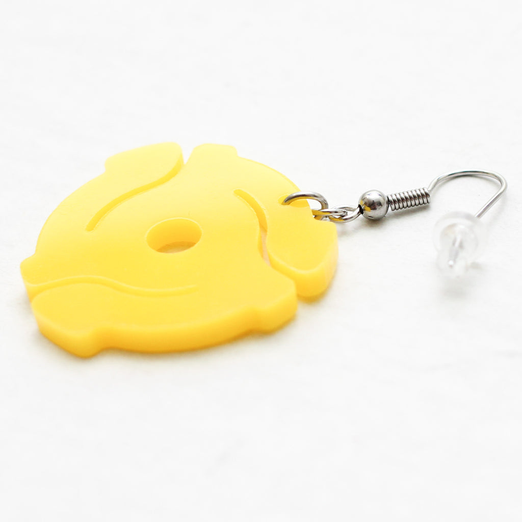 Handmade Yellow<br> 45 Spacer<br> Hook Earrings